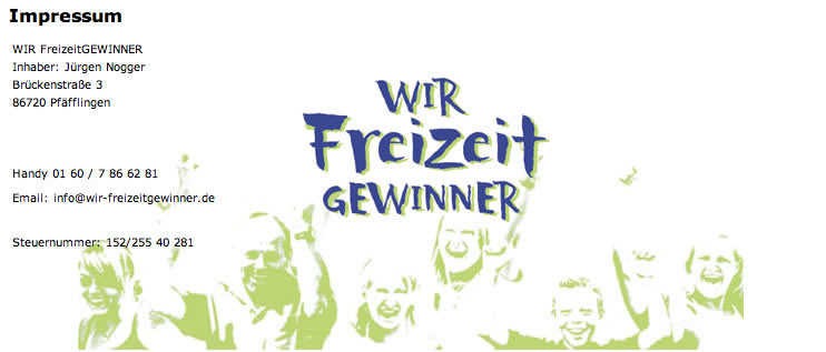 Impressum Wir FreizeitGEWINNER